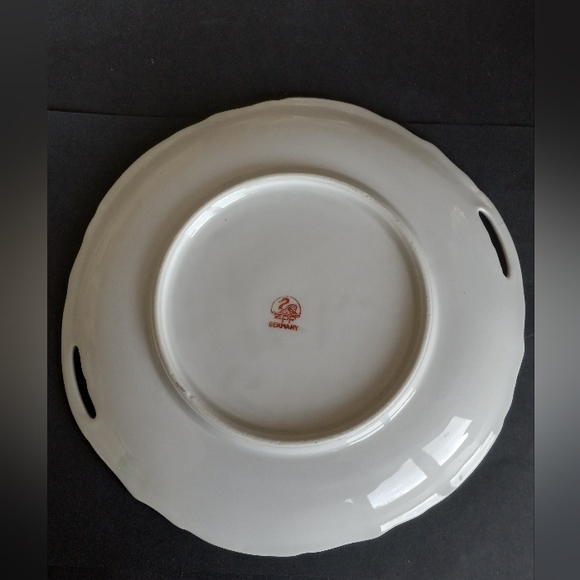 Porcelain Floral Plate -Germany "Give Us This Day Our Daily Bread" Lord's Prayer - Picture 2 of 5